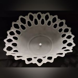 Westmoreland Glass Lace Bowl And 2 Candle Holders.